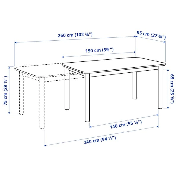Стіл і 4 стільці IKEA STRANDTORP / TOBIAS 150/205 / 260x95 см білий/прозорий (393.886.70) - изображение 5