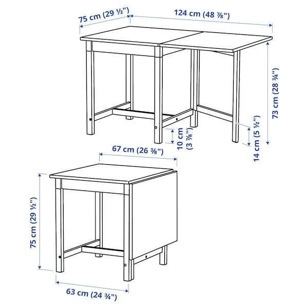 Стіл з відкидною стільницею IKEA PINNTORP 67/124x75 см світло-коричнева морилка/біла морилка (705.294.65) - изображение 5