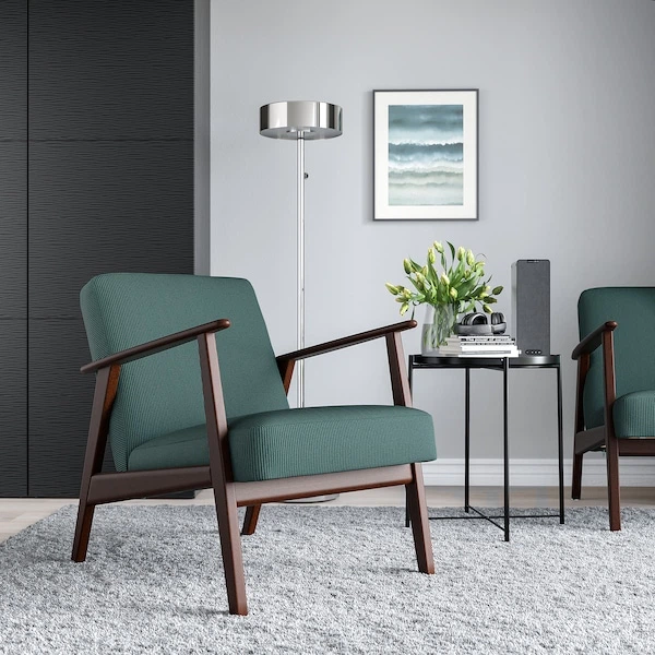 Крісло IKEA EKENASET Kelinge сіро-бірюзове (805.334.81) - Фото 2 Крісло IKEA EKENASET Kelinge сіро-бірюзове (805.334.81) - изображение 2