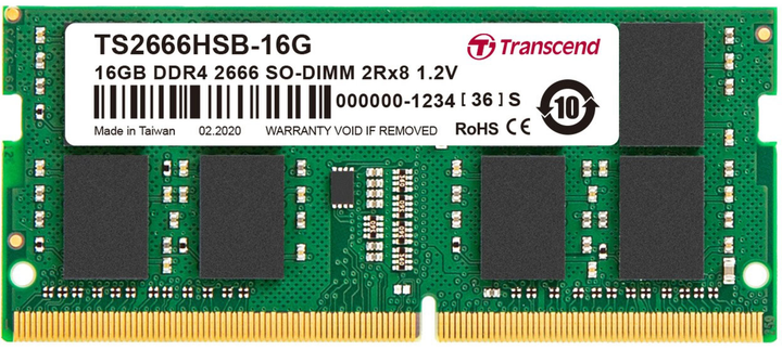 Pamięć Transcend SO-DIMM DDR4-2666 16384MB PC4-21300 (760557846833) - obraz 1