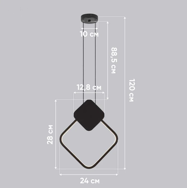 Подвесной светодиодный светильник LED бра металлический черный 3 цветной режим 12W 3000-6000K (NZ077) - изображение 7