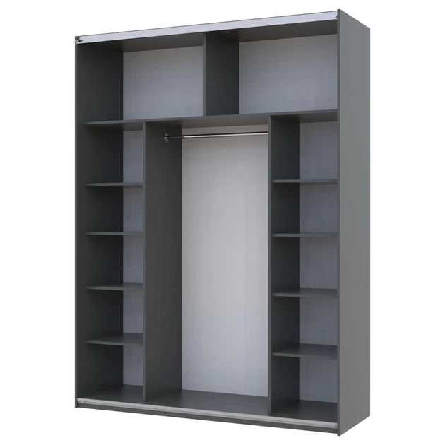 Шкаф купе Doros G-Caiser Антрацит/Дуб Эвок 2 ДСП / 3 части 180х60х240 (42005865) - изображение 2