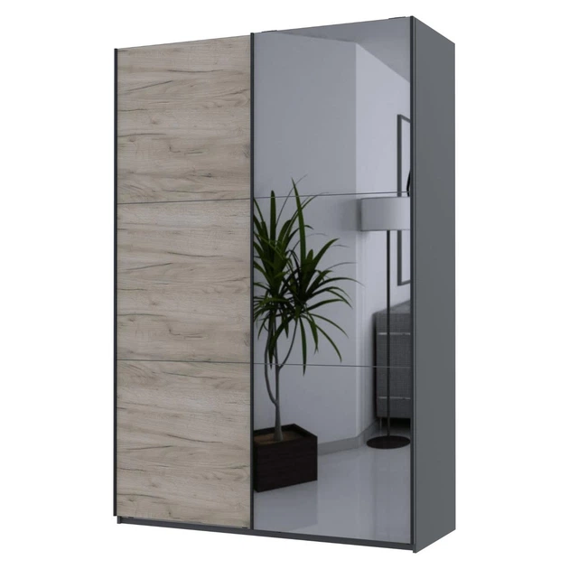 Шкаф купе Doros G-Caiser Графит / Дуб Крафт Серый 1 ДСП / 1 зеркало / 3 части 160х60х240 (42005023) - изображение 4