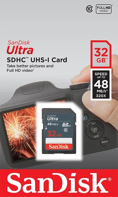 Карта пам'яті SanDisk 32GB SDHC C10 (SDSDUNB-032G-GN3IN) - Фото 3 Карта пам'яті SanDisk 32GB SDHC C10 (SDSDUNB-032G-GN3IN) - зображення 3