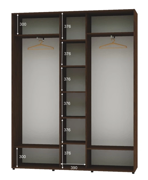 Шафа-купе тридверна Алекса 180*45*240 Горіх селект кам'яний 3 двері Дзеркало ШК-04 - зображення 2