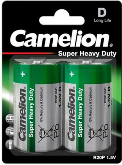 Батарейка Camelion R20P-BP2B Green 2 шт (R20P-BP2G) – фото, отзывы ...