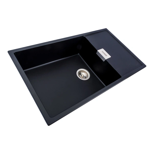 Мойка для кухни PLATINUM гранитная 8650 DIAMOND 860x500мм прямоугольная врезная без сифона черная PLS-A39174 - изображение 2
