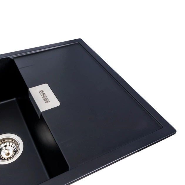 Мойка для кухни PLATINUM гранитная 8650 DIAMOND 860x500мм прямоугольная врезная без сифона черная PLS-A39174 - изображение 3