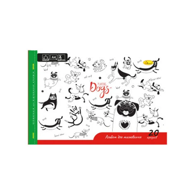 Альбом для малювання A4 "Playing Dogs" АП-0303-6 скоба з перфорацією - Фото 1 Альбом для малювання A4 "Playing Dogs" АП-0303-6 скоба з перфорацією - изображение 1