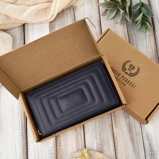 Гаманець жіночий шкіряний Paolo Peruzzi AV-05 Синій (5905567203725) - зображення 6