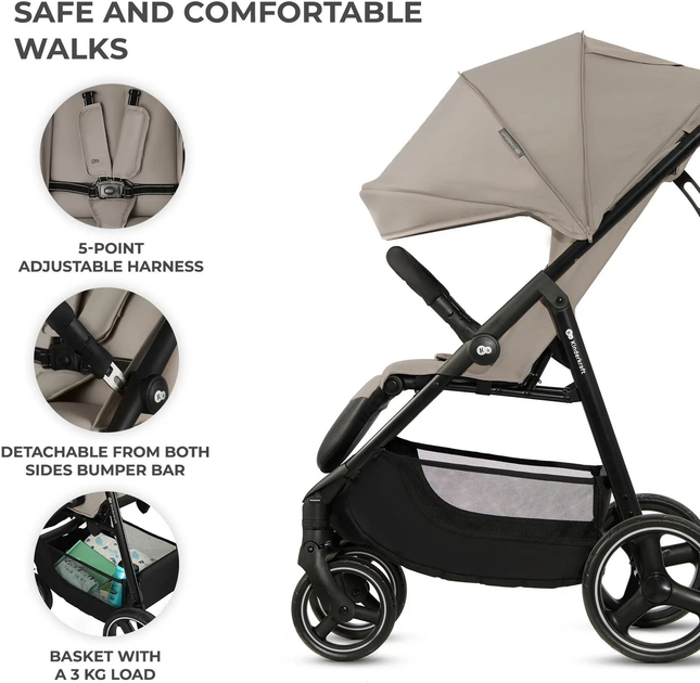 Прогулочная коляска Kinderkraft Trig 3 Stone Beige (KSTRIG03BEG0000) (5902533924851) - изображение 6