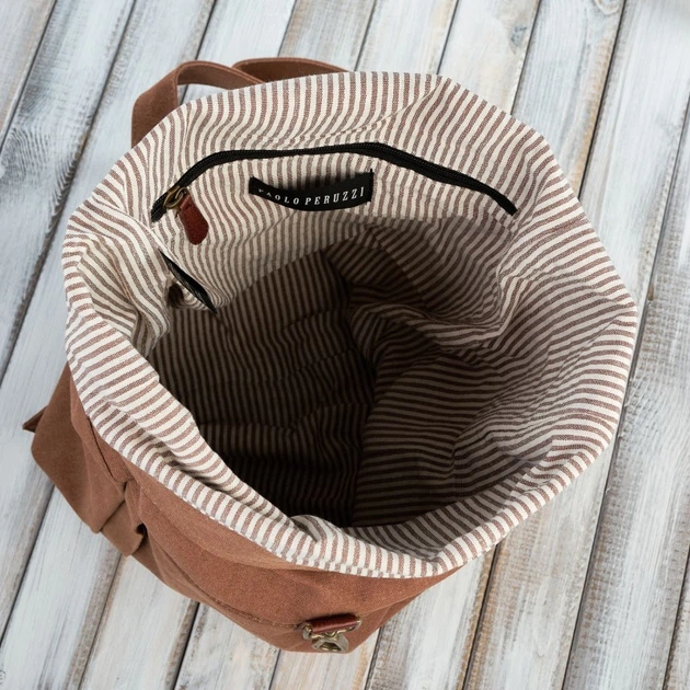 Plecak męski A4 Paolo Peruzzi E-06-BR Brązowy (5905567203435) - obraz 3