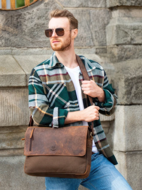 Torba na ramię męska duża Paolo Peruzzi T-20-BR Brązowa (5904365073158) - obraz 3