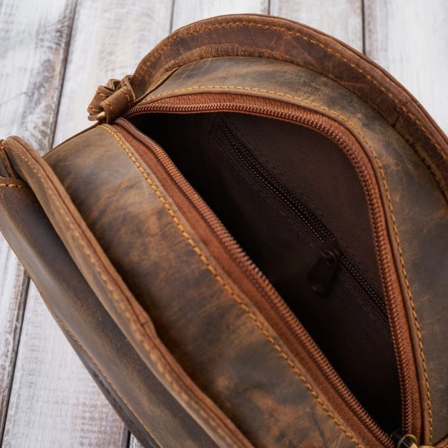 Сумка крос-боді через плече жіноча з натуральної шкіри маленька Paolo Peruzzi T-92-HBR Коричнева (5905567205804) - зображення 6