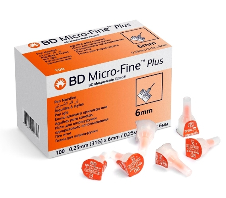 Голки для інсулінових ручок Microfine Becton Dickinson МикроФайн 6 мм (31G x 0,25 мм) - зображення 1