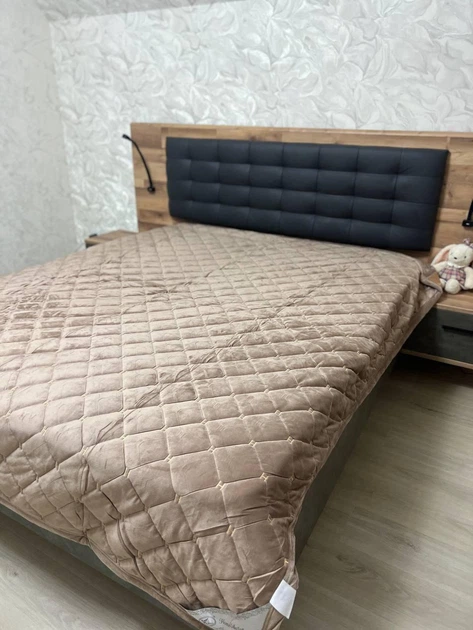 Стеганое велюровое покрывало летнее на диван 220х240 Беж (П4К-rai-pokruvalo-003-01) - изображение 3