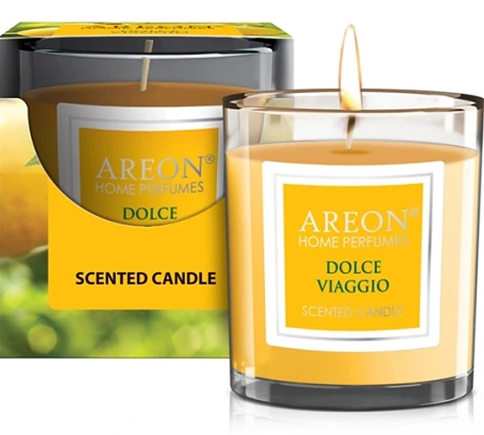 Ароматична свічка у склянці "Солодка подорож" - Areon Home Perfumes Dolce Viaggio Scented Candle 120g (1344287-13004392) - Фото 1 Ароматична свічка у склянці "Солодка подорож" - Areon Home Perfumes Dolce Viaggio Scented Candle 120g (1344287-13004392) - зображення 1
