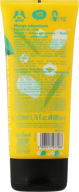 Бальзам для тіла "Танго манго" - Farmona Tutti Frutti Mango & Lemongress Nourishing Body Balm 200ml (1142253-31156470) - зображення 2