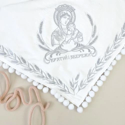Крыжма махровая с вышивкой Family Tradition для мальчика100х100 см белая Ванюшка - Фото 3 Крыжма махровая с вышивкой Family Tradition для мальчика100х100 см белая Ванюшка - изображение 3
