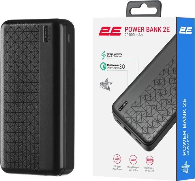 УМБ 2E Geometry 20000mAh 18Вт PD QC Black (2E-PB2072PD-BLACK) - зображення 5
