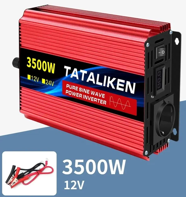 Інвертор 12В 220В Tataliken 3500W з розеткою, чистий синус - зображення 2