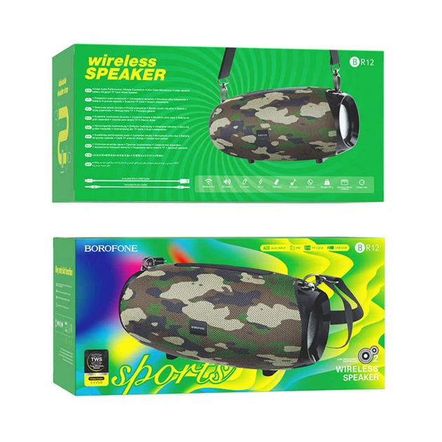 Беспроводная портативная колонка BOROFONE BR12 Amplio sports wireless speaker BT5.0 1200mAh Camouflage Green (BR12CG) - изображение 3