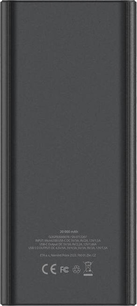 Powerbank GoGEN 20000 mAh 20W Black (GOG-PB200007B) - obraz 3