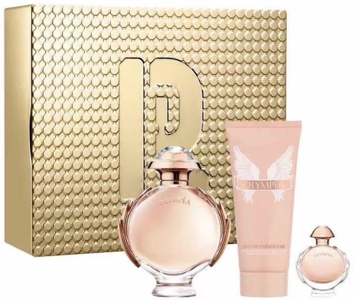 Zestaw damski Paco Rabanne Olympea Woda perfumowana 80 ml + Perfumowany lotion do ciała 100 ml + Miniaturka Woda perfumowana 6 ml (3349668628544) - obraz 1