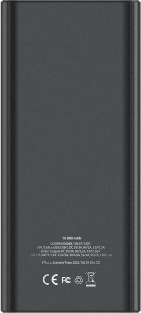 Powerbank GoGEN 10000 mAh Black (GOG-PB100008B) - obraz 3