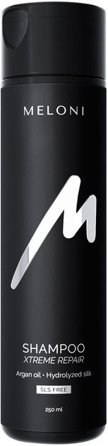Акція на Відновлювальний безсульфатний шампунь Meloni Shampoo Xtreme Repair з гідролізатом шовку та аргановою олією 250 мл від Rozetka