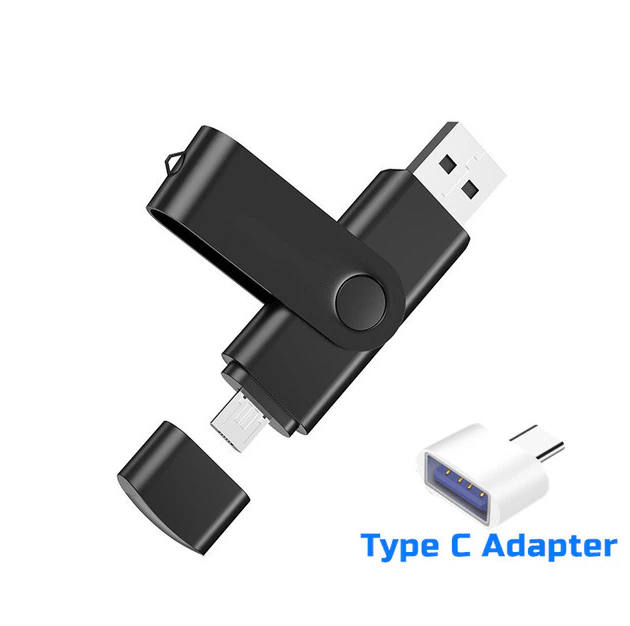 Флешка Jaster Plain 16Gb black OTG USB - Micro USB Flash Drive (перехідник Type-C USB в подарунок) Green - изображение 2