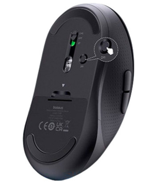 Беспроводная мышь Baseus F02 Ergonomic Wireless Mouse 2.4G Bluetooth 4000DPI Black - изображение 3