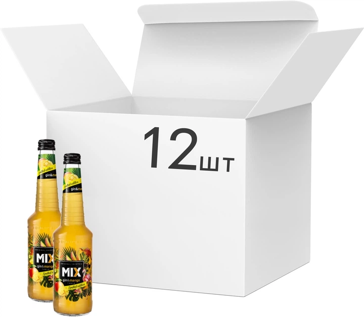 Упаковка напитка слабоалкогольного газированного Mix Gin & Mango светлое фильтрованное 4% 0.33 л x 12 шт (4770047235852) - Фото 1 Упаковка напитка слабоалкогольного газированного Mix Gin & Mango светлое фильтрованное 4% 0.33 л x 12 шт (4770047235852) - изображение 1