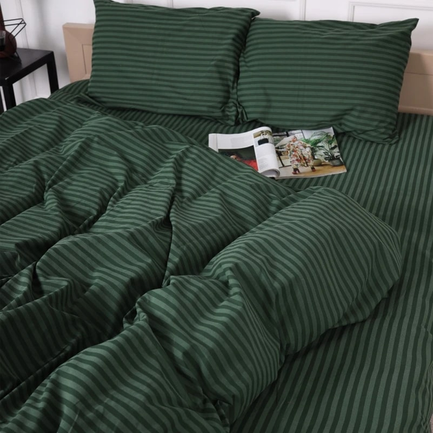 Акція на Підковдра MirSon Двоспальна 175х210 см Бязь 17-0612 Stripe Emerald від Rozetka