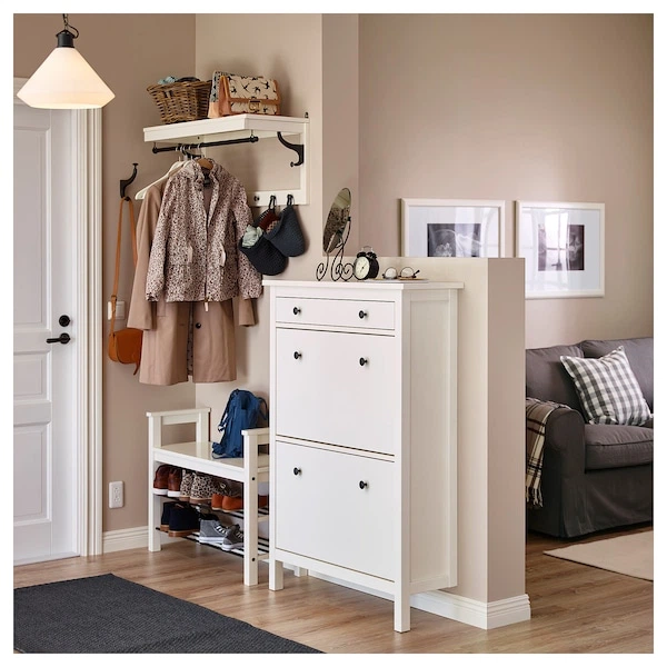 Тумба для взуття на 2 відділення IKEA HEMNES 89х30х127 см біла (201.695.59) - зображення 6