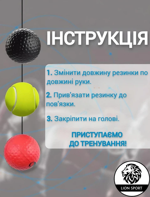 Тренажер, м'яч для бокса, файтбол Lion 3-1-BOX, набір із 3 шт в чохлі - Фото 4 Тренажер, м'яч для бокса, файтбол Lion 3-1-BOX, набір із 3 шт в чохлі - зображення 4