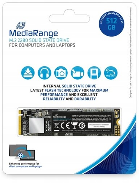 Dysk SSD MediaRange MR1032 512GB M.2 2280 PCI Express 4.0 x4 NVMe (4260664871613) - obraz 3