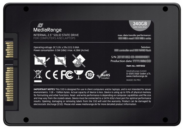 SSD диск MediaRange MR1102 240GB 2.5" SATA III NAND TLC Black (4260459616344) - зображення 2