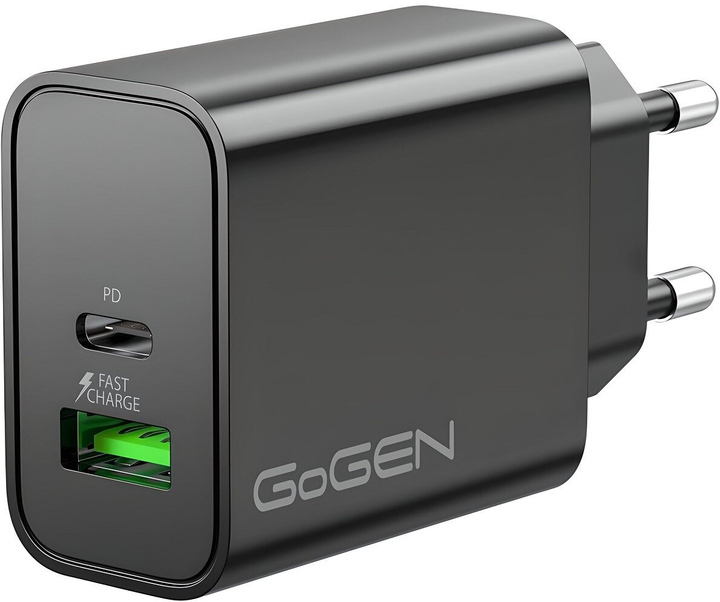 Ładowarka sieciowa GoGEN ACHPD230 1 x USB-C + 1 x USB-A 30 W Black (GOG-ACHPDQ230B) - obraz 2