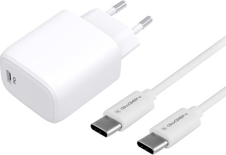 Мережевий зарядний пристрій GoGEN ACHPD 120 1 x USB-C 20 W White (GOG-ACHPD120CW) - зображення 1