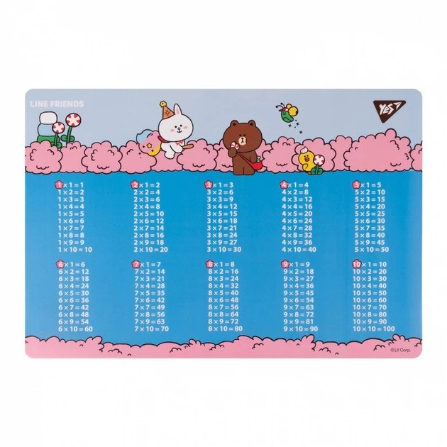 Підкладка настільна Yes Line Friends Together табл. множення (492254) - Фото 1 Підкладка настільна Yes Line Friends Together табл. множення (492254) - изображение 1