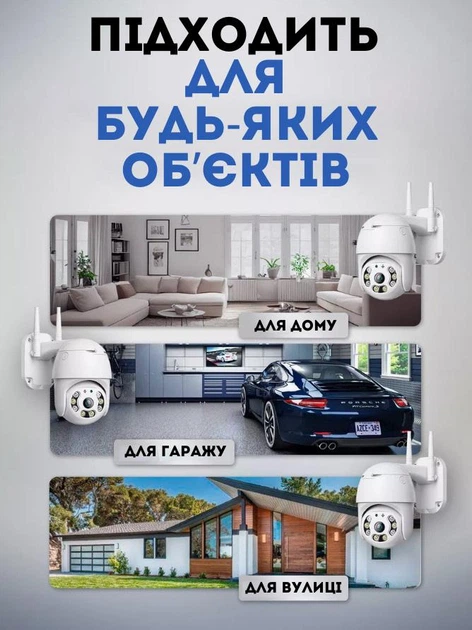 Ip камера видеонаблюдения вайфай wi fi видеокамера для улицы и дома наружного наблюдения беспроводная поворотная день/ночь с удаленным доступом UKC N3 White 360° 90° 2.0mp - изображение 4