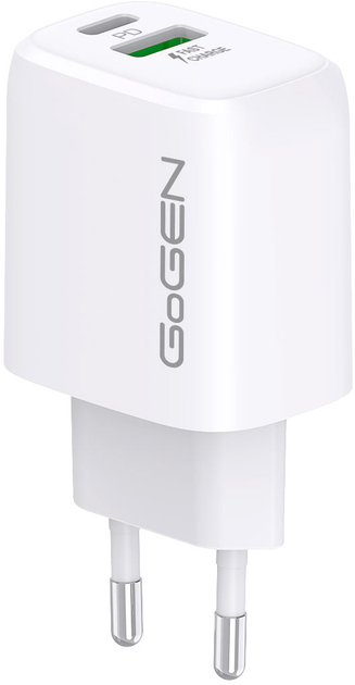 Мережевий зарядний пристрій GoGEN ACHPDQ 220 1 x USB-C 20 W + 1 x USB-A 18 W White (GOG-ACHPDQ220W) - зображення 1