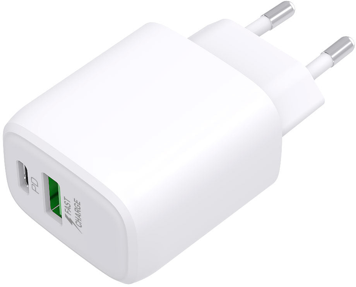 Ładowarka sieciowa GoGEN ACHPDQ 220 1 x USB-C 20 W + 1 x USB-A 18 W White (GOG-ACHPDQ220W) - obraz 3