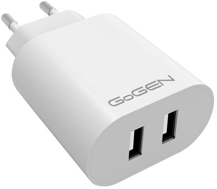 Мережевий зарядний пристрій GoGEN ACH 206 2 x USB-A 24 W White (GOG-ACH206W) - зображення 1