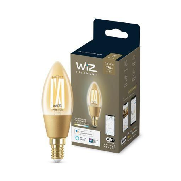 WiZ Лампа розумна E14, 4.9W, 25W 370Lm, C35, 2000-5000K, філаментна, Wi ...