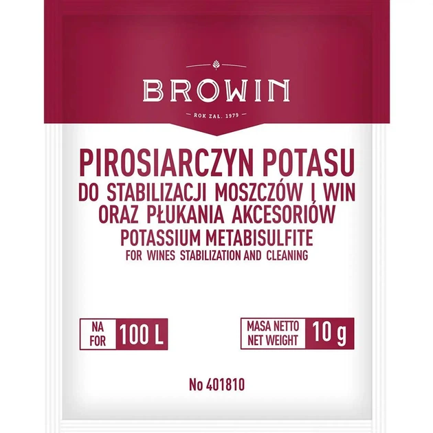 Метабисульфит калия Browin 10г. на 100л. - Фото 1 Метабисульфит калия Browin 10г. на 100л. - изображение 1