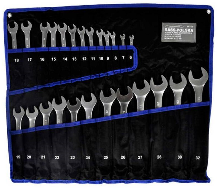 Набір ріжково-накидних ключів Bass Polska 7170 25 шт. (5902067602782) - зображення 1