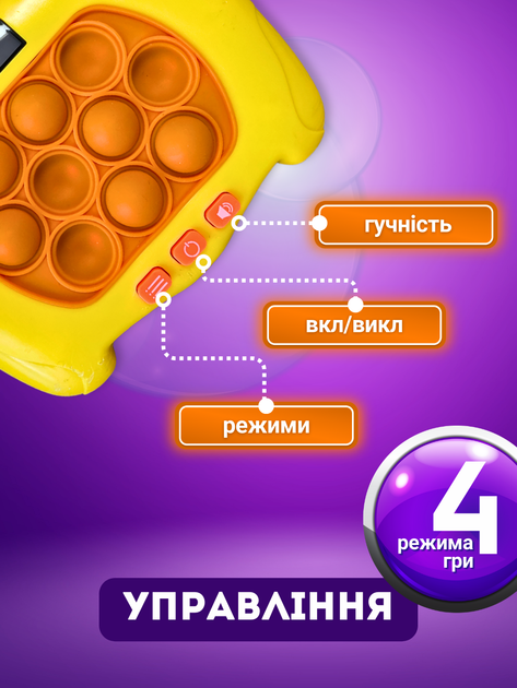 Попит электронный антистресс игрушка pop it pro электронная приставка quick push puzzle game портативная игра от стресса музыкальный пластиковый поп ит с разными режимами + батарейки в подарок ТБСТРЕС-11 - изображение 3