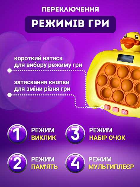 Попит электронный антистресс игрушка pop it pro электронная приставка quick push puzzle game портативная игра от стресса музыкальный пластиковый поп ит с разными режимами + батарейки в подарок ТБСТРЕС-11 - изображение 5
